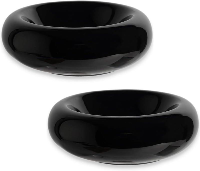KTLECL 6.1 Inch Cat Bowls, 7 oz Ceramic Cat Food Bowl, Whisker Fatigue Relief Bowl, Anti-Vomiting, Protect Spine, Perfect for Indoor Cats(2pc Black) - Image 1